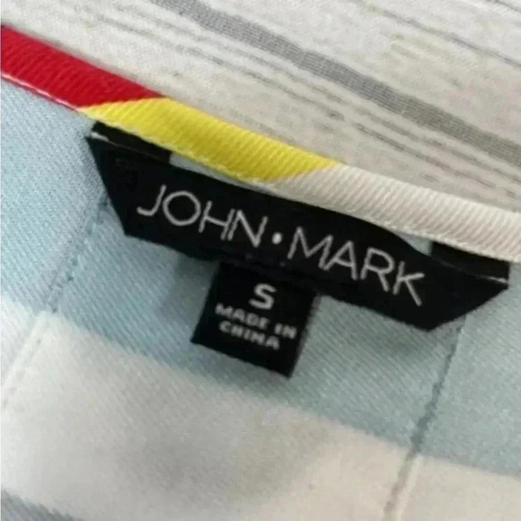 JOHN MARK rayon Striped Top Women’s Size S Babydoll Loose Fit Blouse Shirt boho - Picture 8 of 15